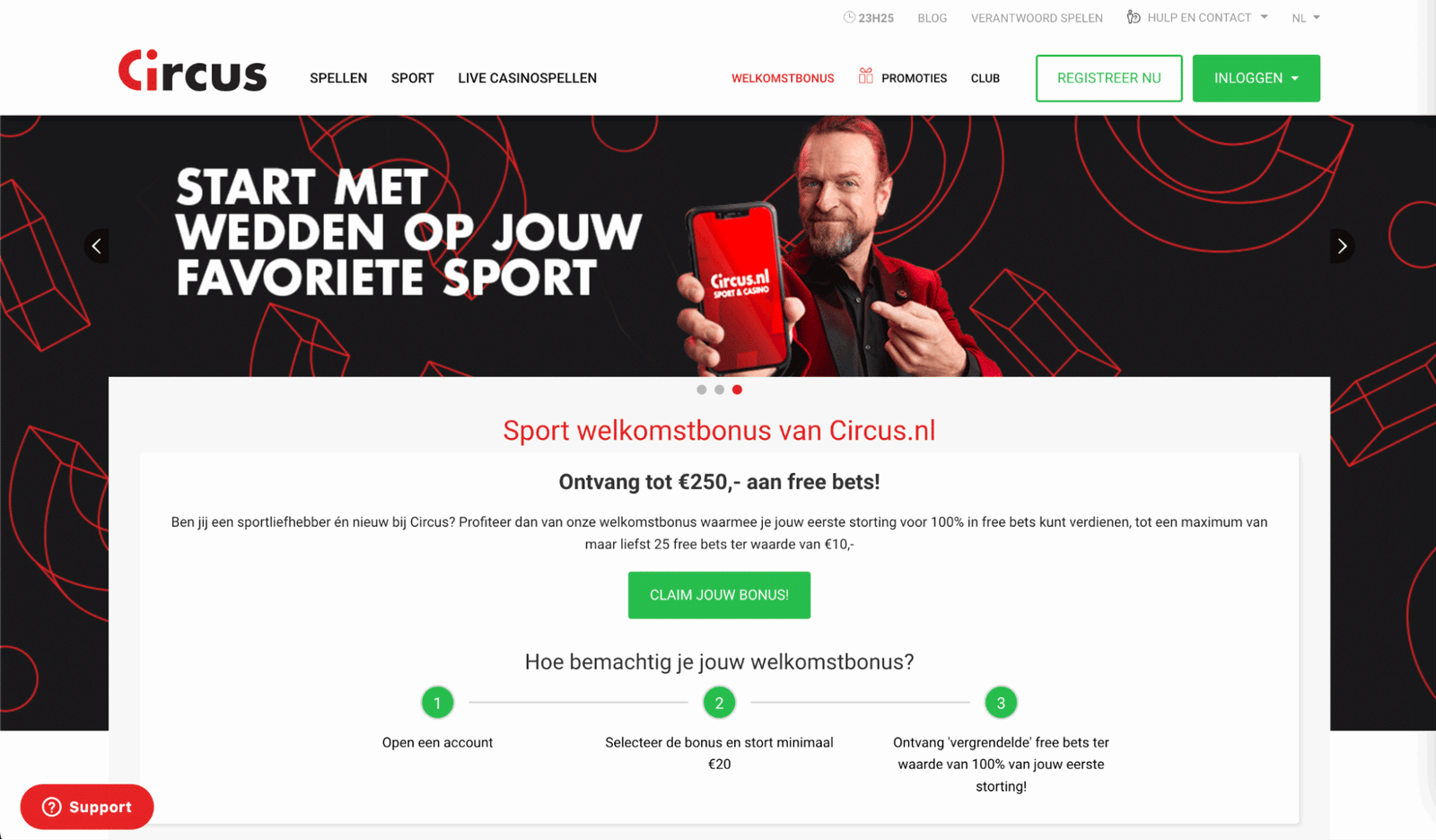 Circus Casino welkomstbonus sport