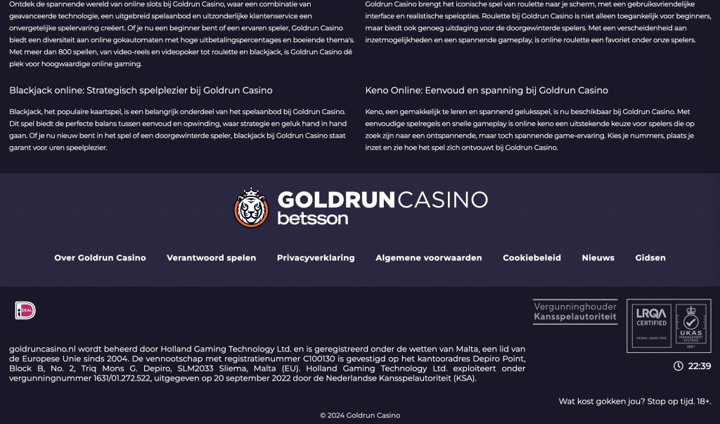 Goldrun Casino bonusvoorwaarden